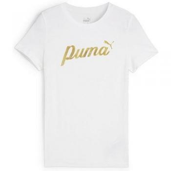 Camiseta Puma Essentials+ Niña Blanco con Detalles Dorados