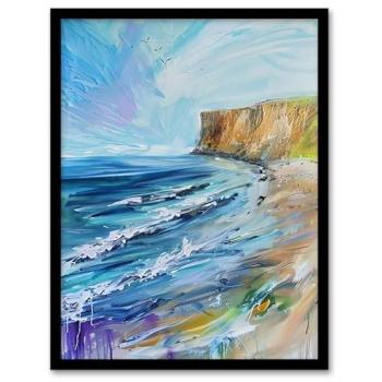 Saltburn Coastline Frame Print – Blue A4