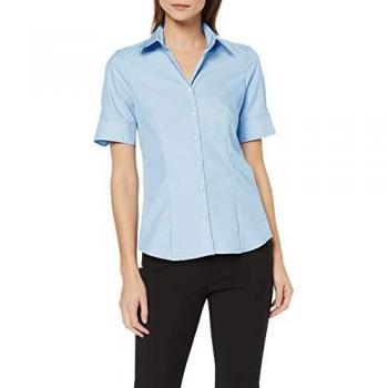 Blusa de seda Rosa Oscura tono azul cielo