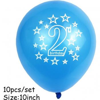 10Pcs Printed Pearl Latex Balloons for Baby's 2nd Birthday Celebration