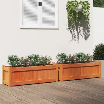 Floreiras de Jardim em Madeira - Conjunto 2 Vasos Castanho