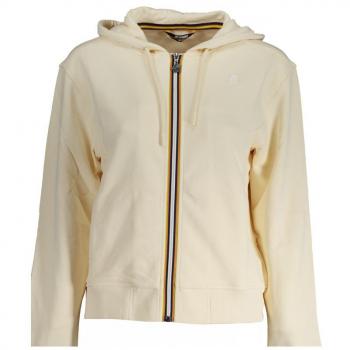 Beige Cotton Hooded Zip Sweatshirt - Size L