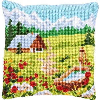 Vorlagen-Stickkissen Bergwiese 40x40cm