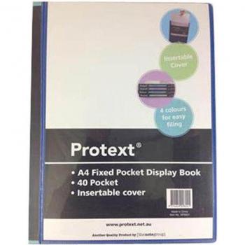 Protext A4 Black Display Book with 40 Fixed Insert Pockets