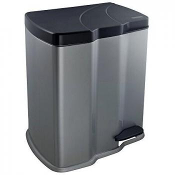 Keeeper Cubo de basura con 2 compartimentos, 7 l + 15 l, Gunnar, plateado