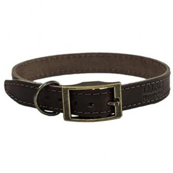 HugglePets Legacy Leather Dog Collar - British Handmade Leather (Chocolate, Small 30-35cm)