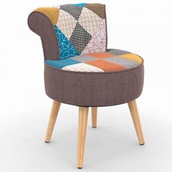 Fauteuil Crapaud Multicolore en Tissu Patchwork