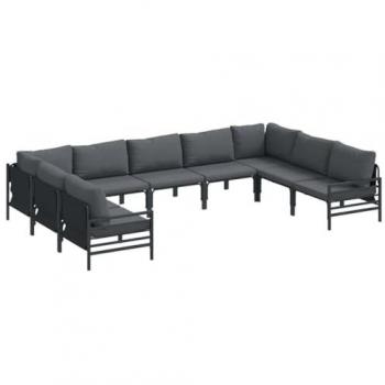 Pack canapé jardin Vidaxl 9 pièces couleur anthracite métal