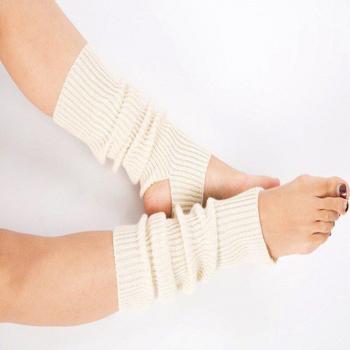 Gestrickte Beinwärmer Frauen Yogi-Socken Winterstiefelmanschetten