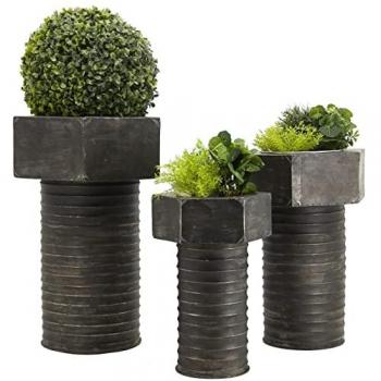 Boulon Gris – Pack de 3 cache‑pots métalliques
