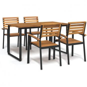 Solid Acacia & Metal Patio Table Set