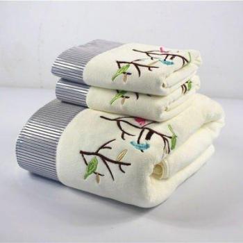 3-Piece Soft Hand Towel Set with Cartoon Embroidery