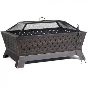 Dellonda 35 Rectangular Outdoor Fire Pit, Antique Bronze Effect - DG44
