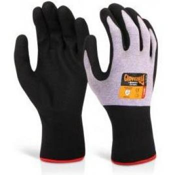 Glovezilla GLOVEZILLA NITRILE FOAM NYLON GLOVE PURPLE SMALL (07) - Pack of 10