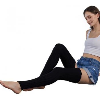 Womens Ruffled Top Thigh High Leg Warmers
