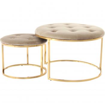 Becky 825 Polsterhocker 2er-Set in Taupe und Gold