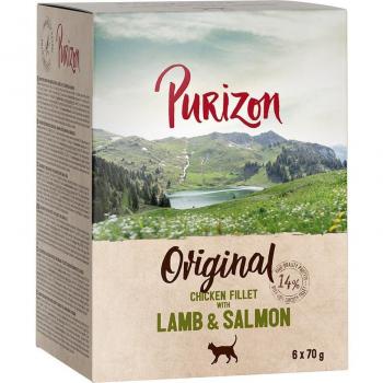 Purizon Adult 6 × 70 g – glutenfrei, Hähnchen‑Filet mit Lamm und Lachs