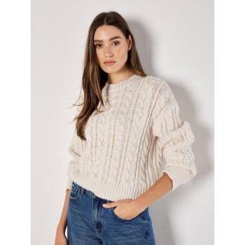 Aprikose-Perlenkabelpullover für Frauen, XS