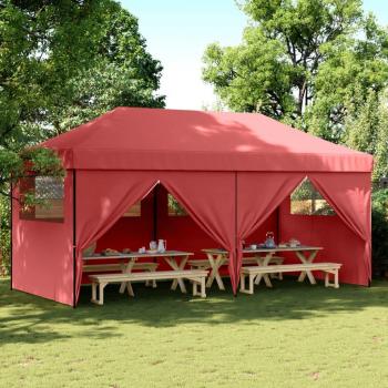 Foldable Burgundy Event Tent with 4 Sidewalls