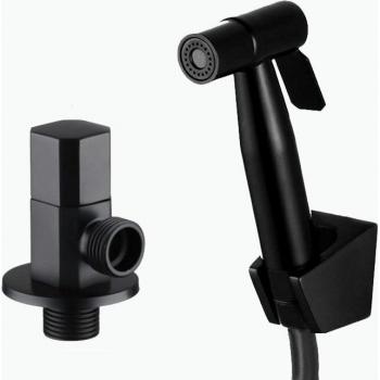 Handheld Brass Toilet Bidet Spray Kit with Black Valve