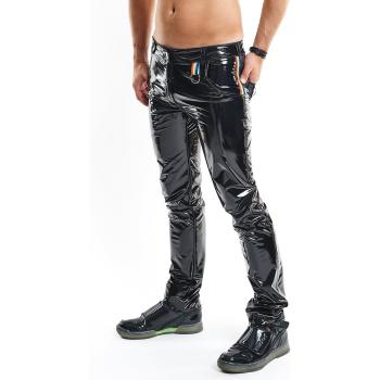 Herren PVC-Hose mit Regenbogen-Details