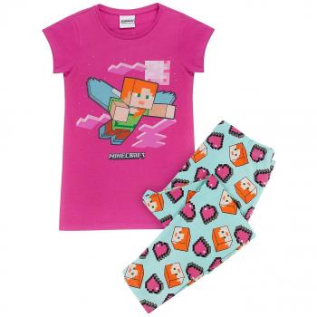 Ropa de dormir para niña Minecraft, negro, manga corta y piernas largas, tamaño 10