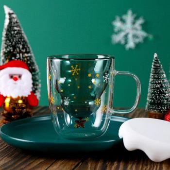 Dinkware 350ml Glas Kaffee Becher Weihnachten Design