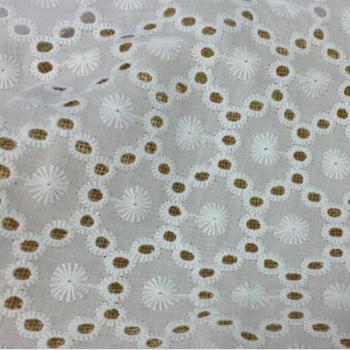 Tela de Encaje Off White 100% Algodón, Gasa para Vestidos, Ancho 130cm