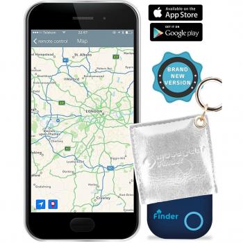 Musegear® Keyfinder mit GPS‑Tracking in Blau – Lauter Handy-Kompatibel, Version 2