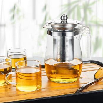 High-Temperature Glass Teapot with Flower Design