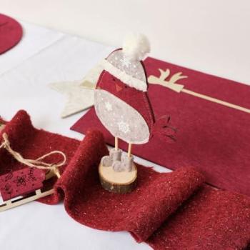 Large Dark Red Wool Table Runner by Melody Maison (140 cm / 1.4 m)