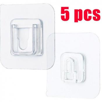 Super Strong Waterproof Reusable Double-Sided Adhesive Wall Hooks - Seamless Bathroom Hangers (5/10/20/50 Pack)
