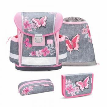 Rucksack ergonomisches Schulranzen-Set 4‑Teile „Elegant“ mit Brustgurt