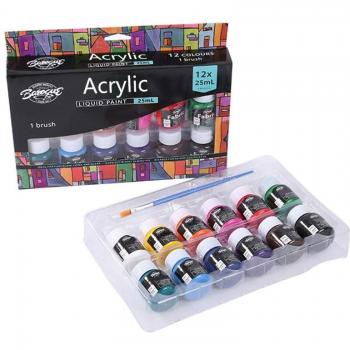 12 Count 25ml Heavy Body Acrylic Paint Set with Rich Pigments for Art and Craft Projects 50PB