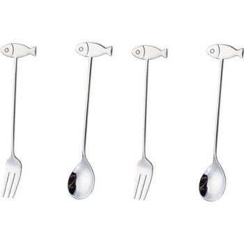 Fourchette à fruits mini en acier inoxydable 304 avec design poisson chat