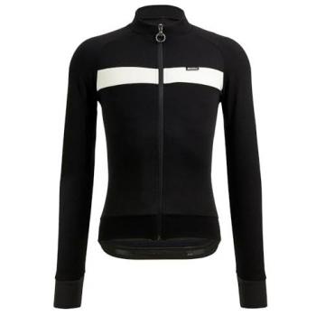 Maillot Santini Adapt Wool manga larga negro y blanco - Corte Slim - XXL