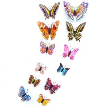 12pcs 3D Luminous Butterfly Wall Stickers - Cute Decorative Art for Home