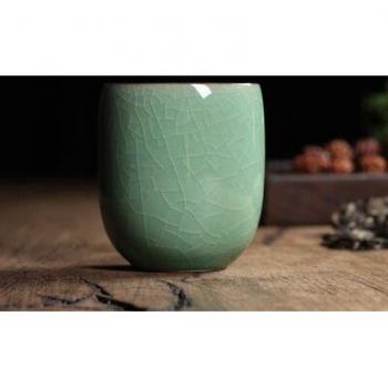Chinese Longquan Celadon Porcelain Kung Fu Teacup and Saucer 155ml