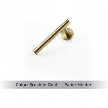 Brushed Gold Stainless Steel Bathroom Accessories Set - Towel Bar, Toilet Paper Holder, Hooks