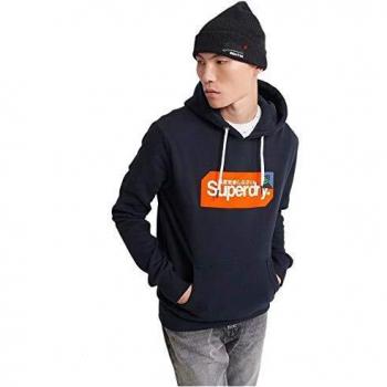 Superdry Hoodie Core Logo Tag, Azul (Eclipse Navy 98t), M para Hombre