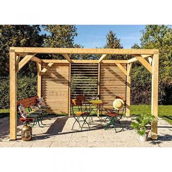 Habrita Pergola bioclimatique en bois de sapin 10,6 m² - Façade