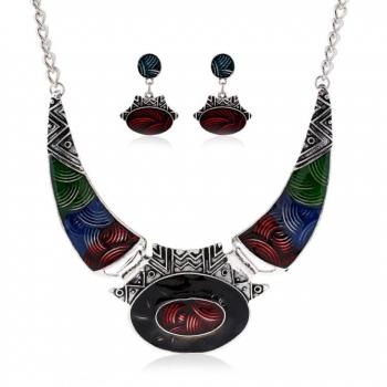 Mujers Pendientes,Xinan Babero Chunky Pendientes Collar de Múltiples Capas Conjunto de Joyas