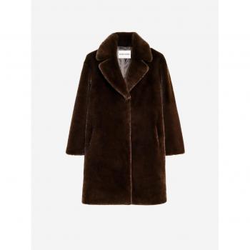 STAND STUDIO Faux Fur Cocoon Coat - Brown - Size 34 FR