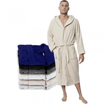 Twinzen Bademantel für Männer XL – Beige, 100 % Baumwolle, OEKO‑TEX®