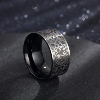 Men's Titanium Steel Religious Totem Ring