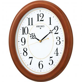 Seiko Clock KX390B: Reloj Analógico Oval con Radio y Estuche de Madera