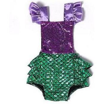 Traje de baño infantil con estampado de sirena, color verde