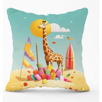 A Giraffe On A Beach Holiday Outdoor Cushion