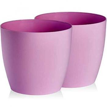 TYMAR Blumentopf, 2er-Pack, Pflanzentopf aus Kunststoff, Moderne, matt, Runde Form (Weiß, ø 25 cm)
