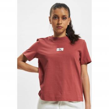 Camiseta de algodón teja para mujer Calvin Klein Jeans